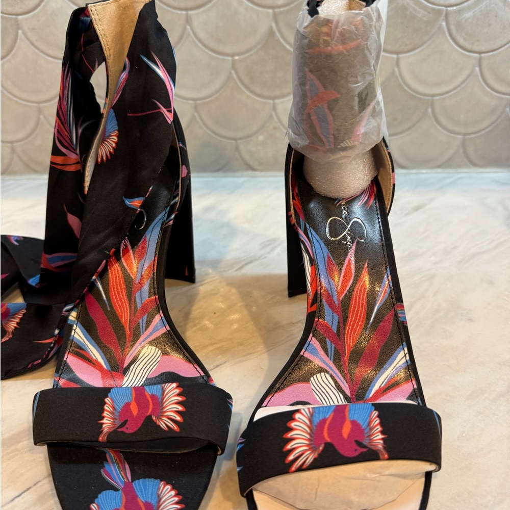Elegant Black Floral Women's Heels